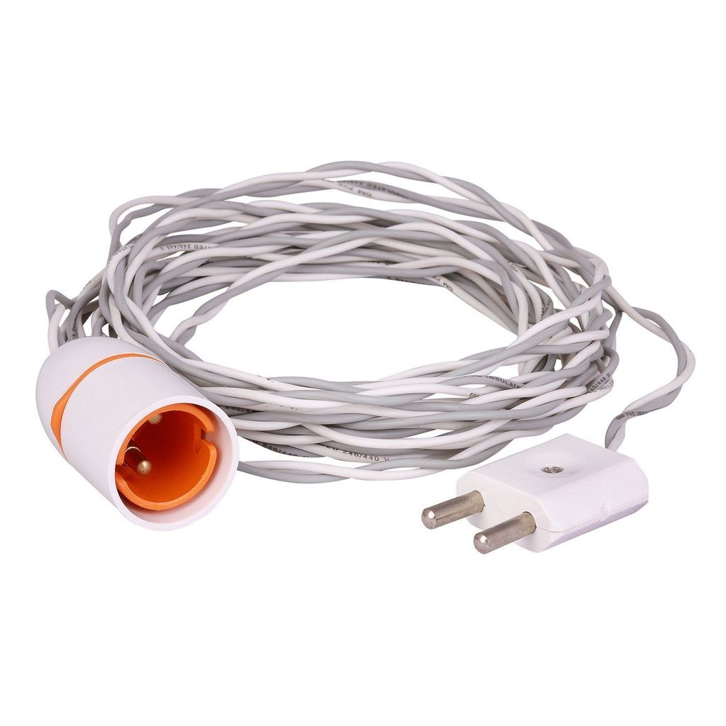 Extension Cord 5 Meter 2-Pin Flexible Wire Holder (Pack of 2, White)