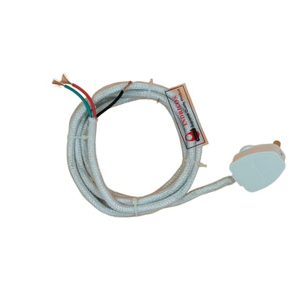 INDRICO 3 Pin Power Cable AC Extension Electric Iron Press Cord 3 Core Copper Heavy Duty Cloth Wire White/Black/Grey Pack of 1