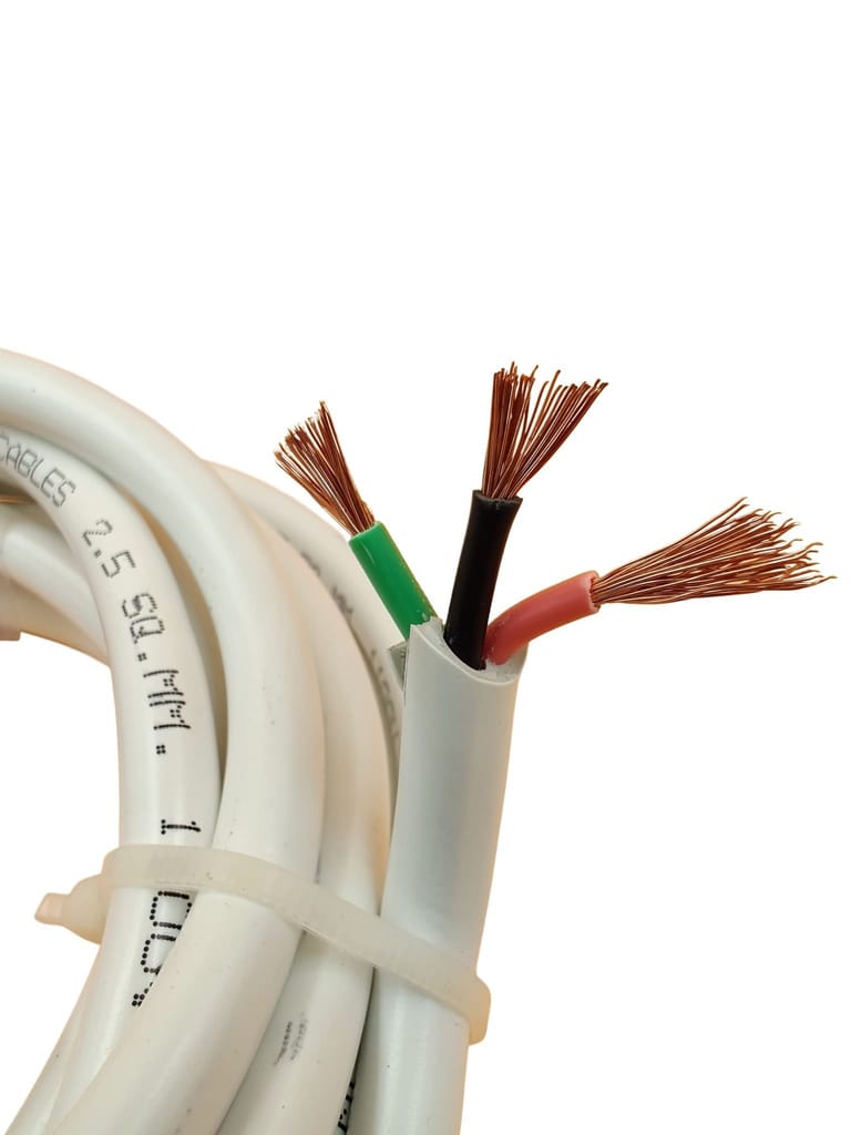 INDRICO 2.5 mm 3 core Copper Cable Wire for A.C. Electrical Uses ISI Mark White PVC