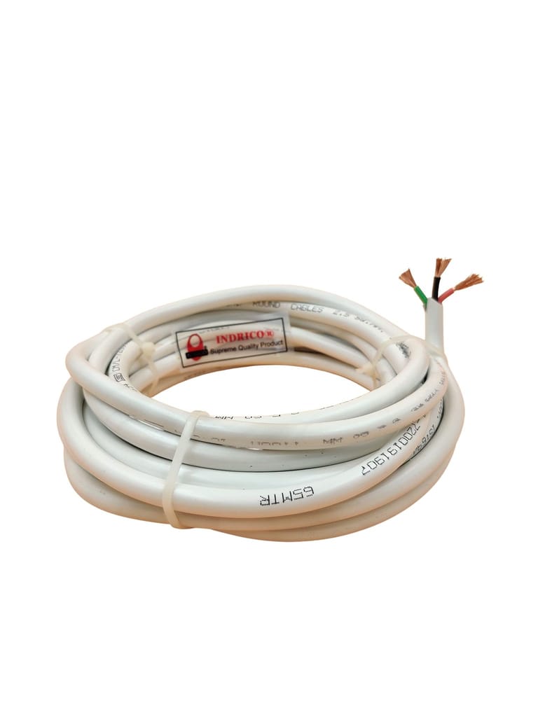 INDRICO 2.5 mm 3 core Copper Cable Wire for A.C. Electrical Uses ISI Mark White PVC