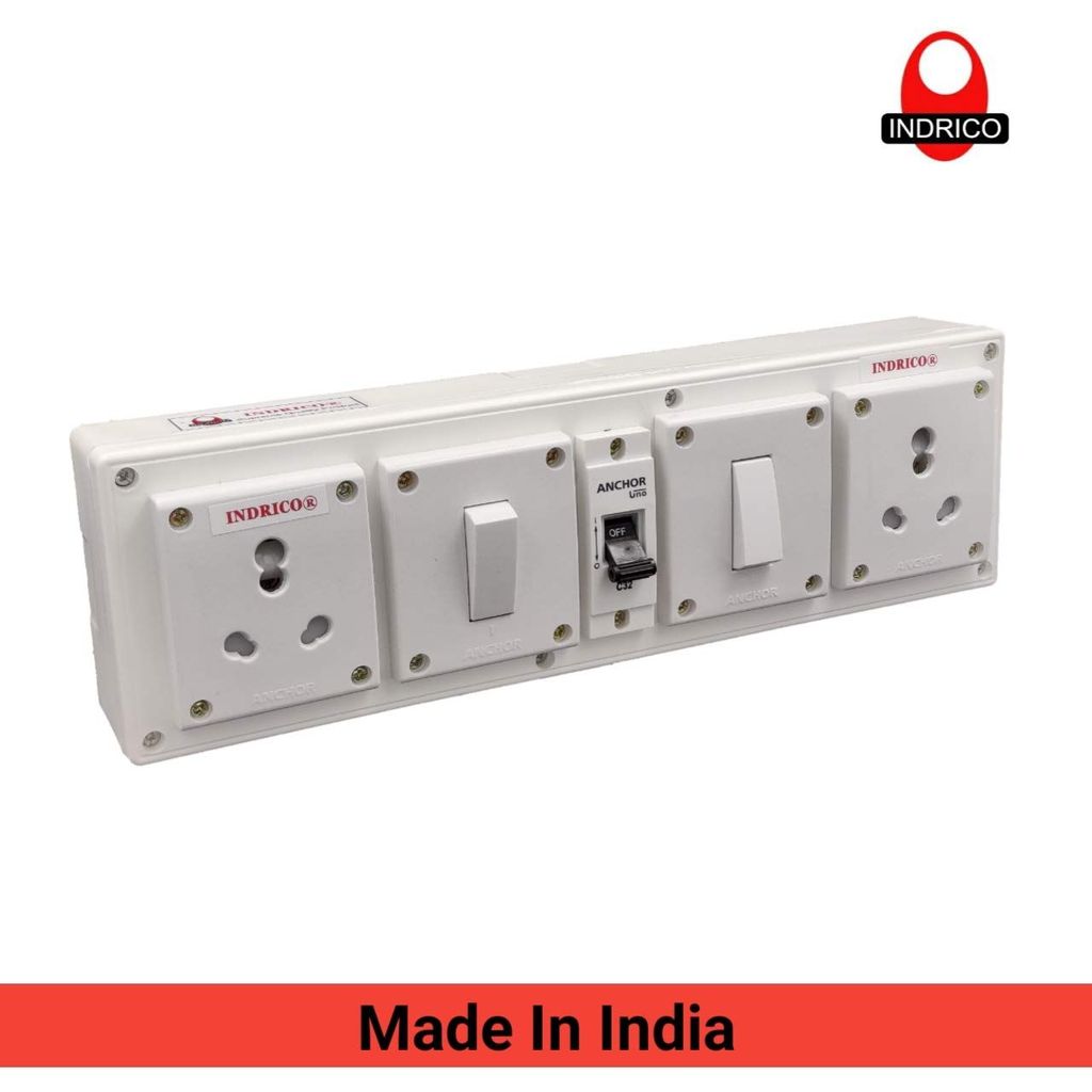 INDRICO? Extension Board for Heavy Appliances, AC/Washing Machine/Fridge/Micro Oven (2+2) 20 AMP 2.5 mm 3 core Copper Wire New (White)