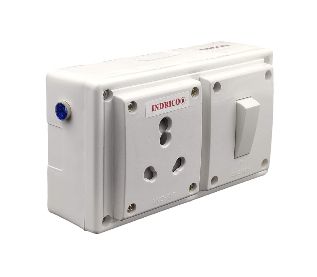 INDRICO? Extension Board with Long Wire (1.5 mm) 16Amp 1 Socket 1 Switch (Pack of 1) Polycarbonate, White