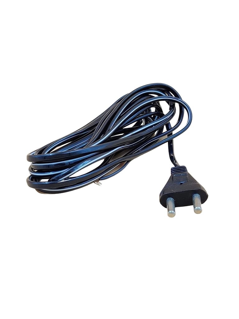 INDRICO 2 Pins Electrical Extension Wire Power AC Cord for Small Electric Appliances PVC White or Black Pack of 1