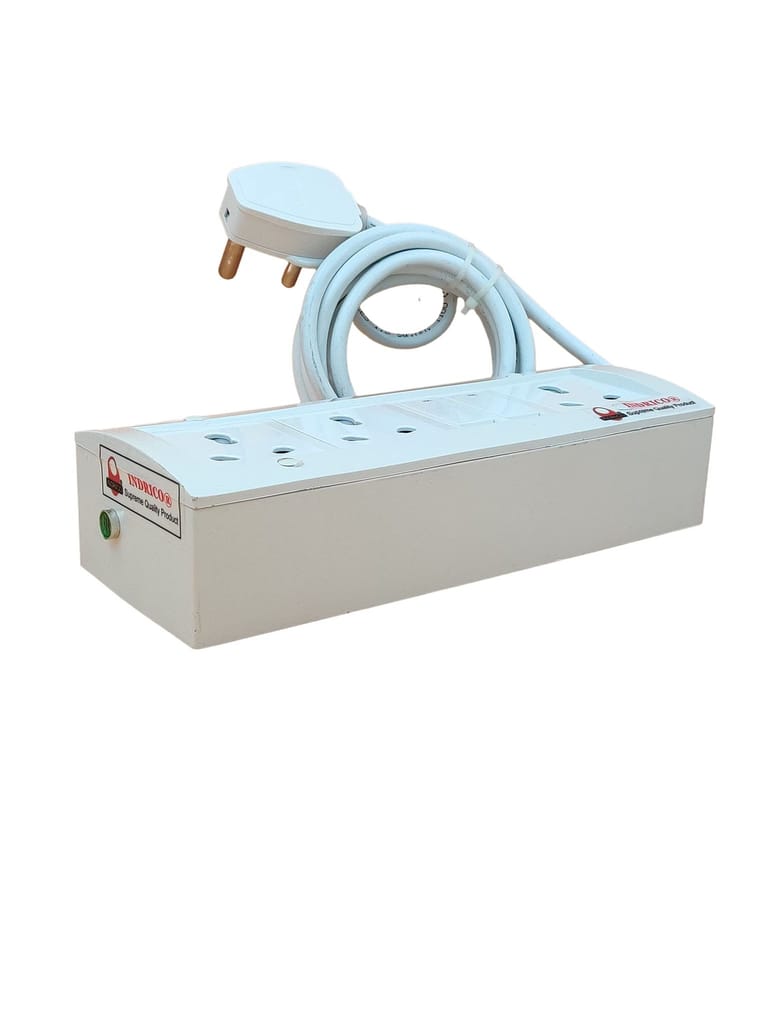 INDRICO 15 Amp Electric Extension Board for Heavy Duty with Individual Switches PVC White Pack of 1