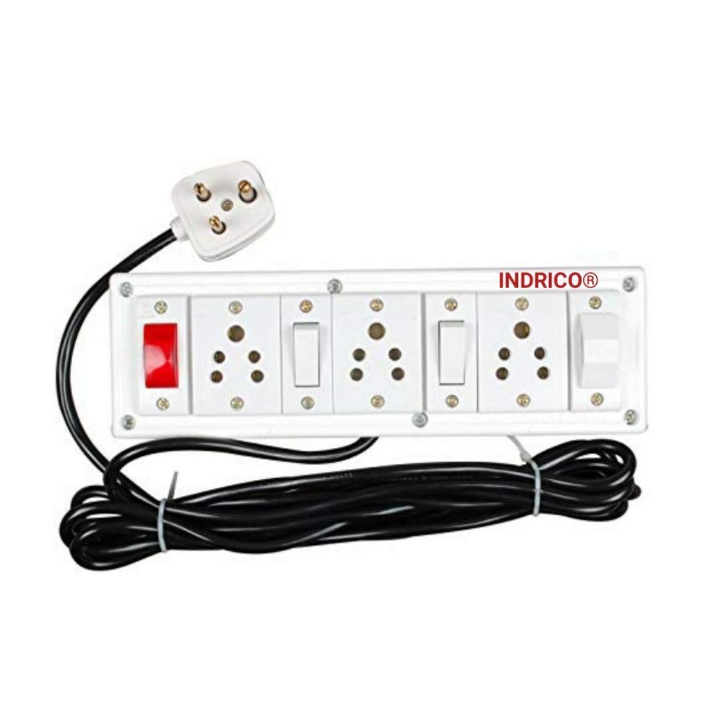 INDRICO? Extension Board (3+2) with Fuse and Power Light 4 Meter Cord