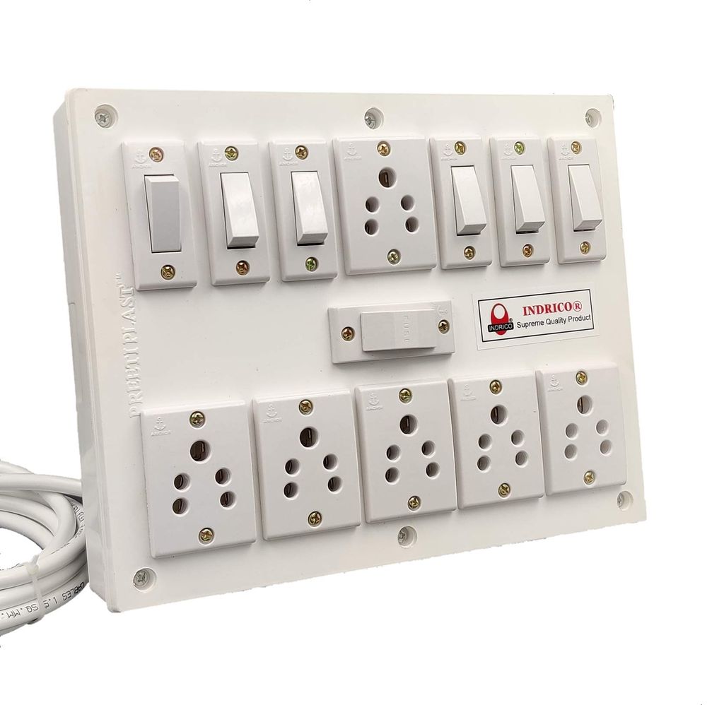 INDRICO? Extension Box 6 Sockets and 6 Switches, Fuse with Heavy Duty Cable White