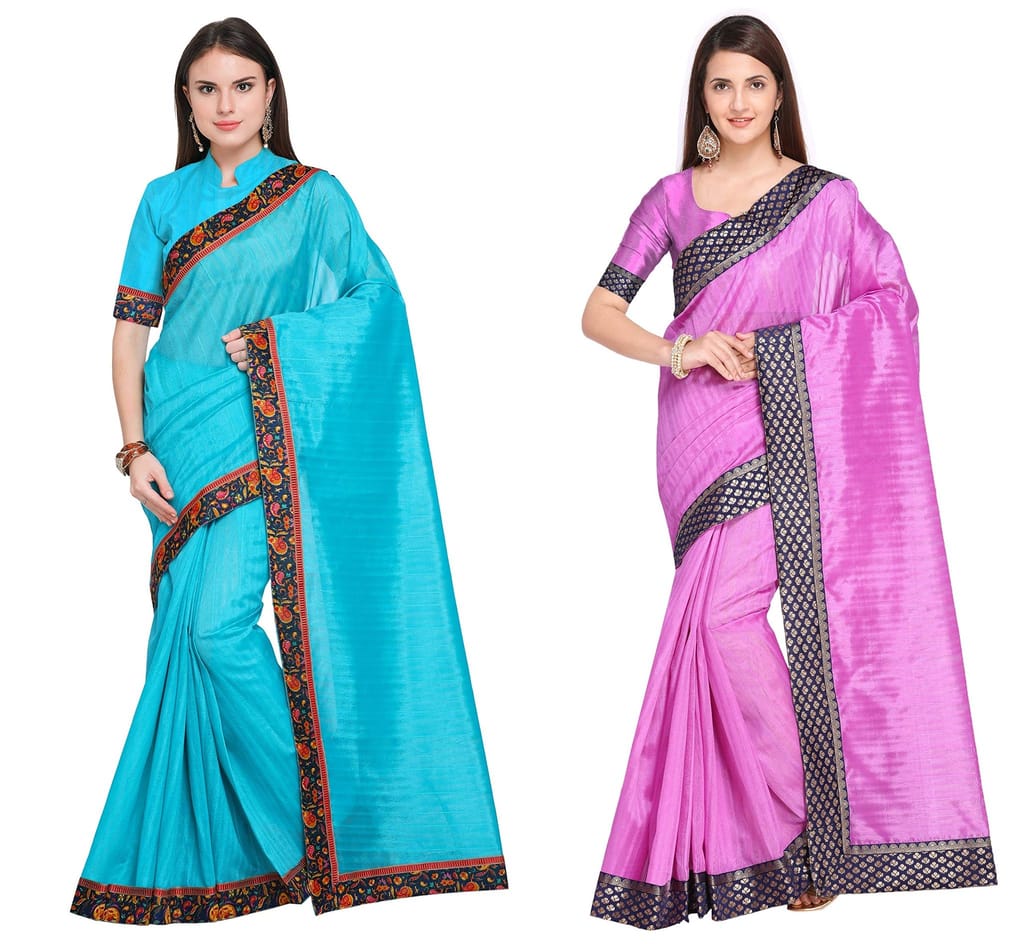 Florence Art Silk Saree with Blouse Piece (Pack of 2)