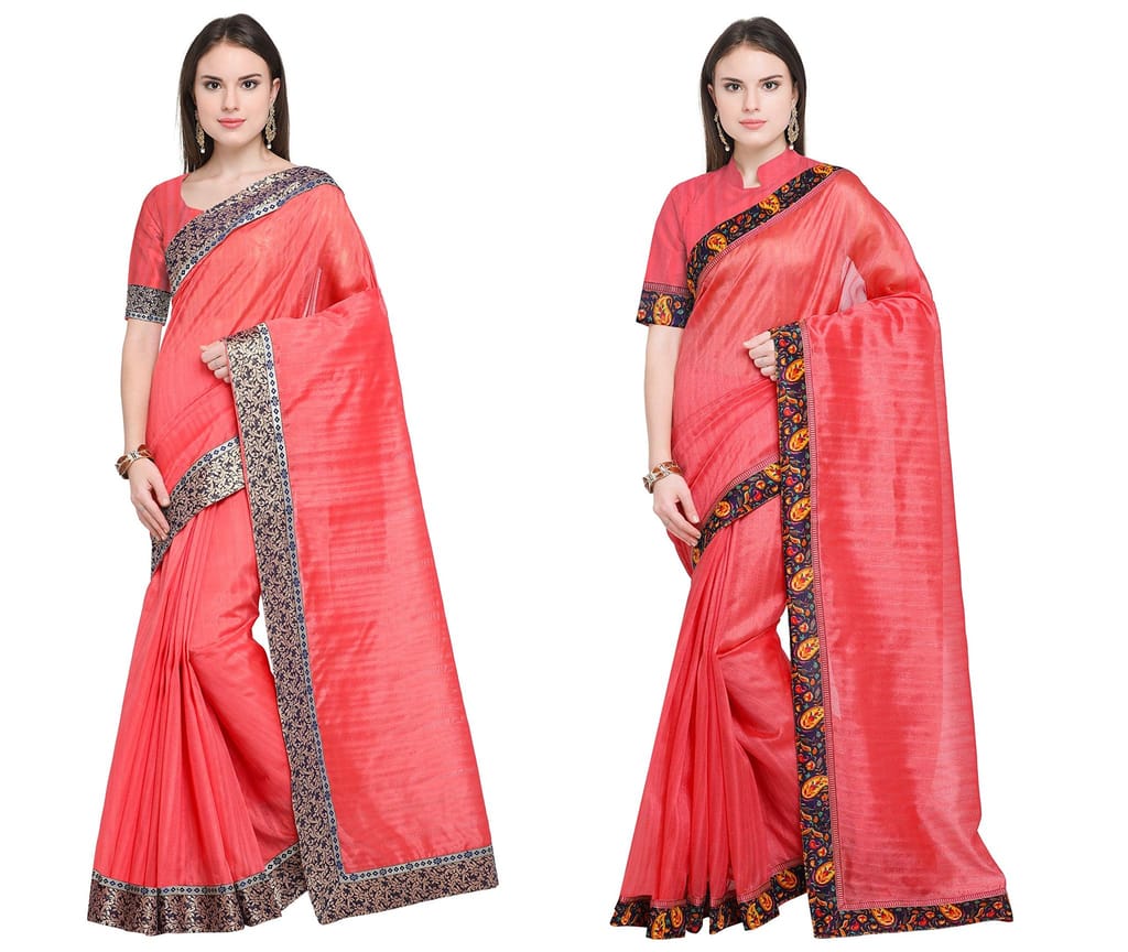 Florence Art Silk Saree with Blouse Piece (Pack of 2)