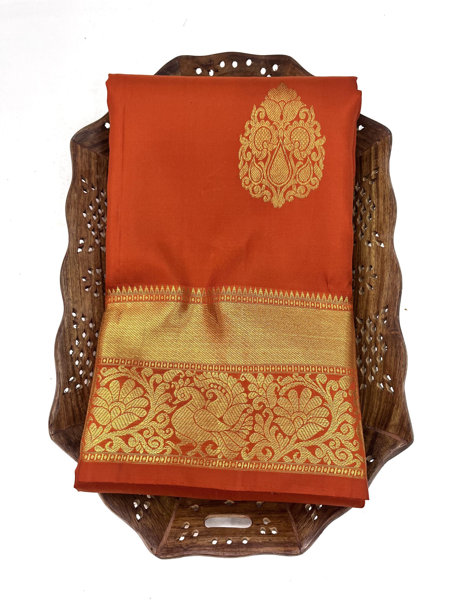 Light Red Color Pure Kanjivaram Silk Saree