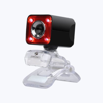 Zebronics Zeb-Crystal Pro Web Camera with USB Powered,3P Lens,Night Vision and Built-in Mic (RED)
