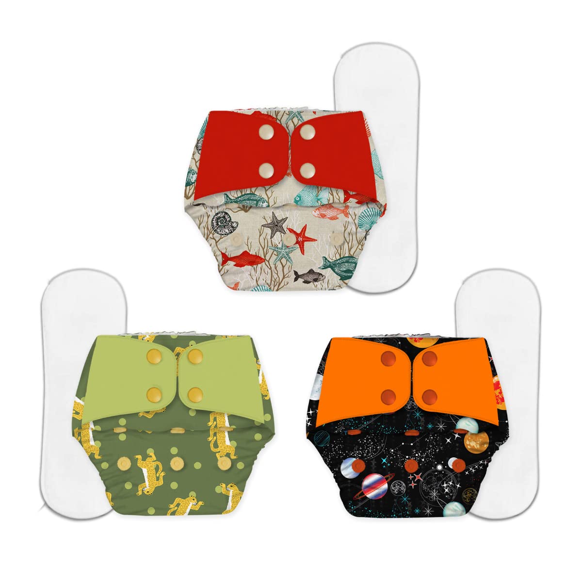 Snugkins Regular Freesize Cloth Diapers + Wet-Free Microfiber Terry Soaker - Pack of 3
