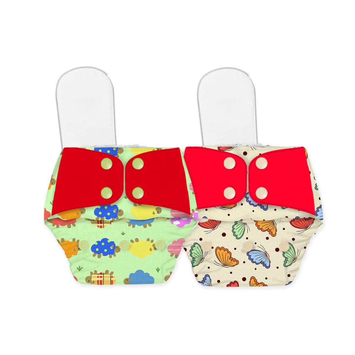 Regular Diaper by Snugkins - Freesize Reusable, Waterproof & Washable Cloth Diapers for day time use. Contains 2 Pocket Diaper & 2 Wet-Free Microfiber Terry Soaker (Fits babies 5-17kgs)