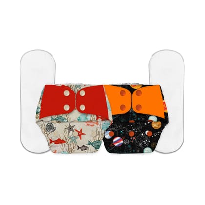 Snugkins Regular Freesize Cloth Diapers + Wet-Free Microfiber Terry Soaker - Pack of 2