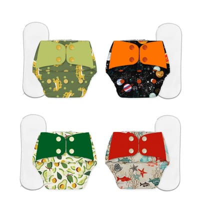 Snugkins Regular Freesize Cloth Diapers + Wet-Free Microfiber Terry Soaker - Pack of 4