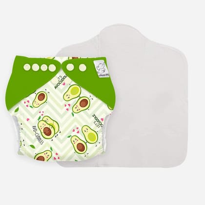 Snugkins -New Age Reusable, Waterproof & Washable Cloth Diapers for Babies (0-2 years).Contains 1 Diaper, 1 Wet-Free Organic Cotton Pad. Fits 5kg - 14kg babies - AVOCUDDLE