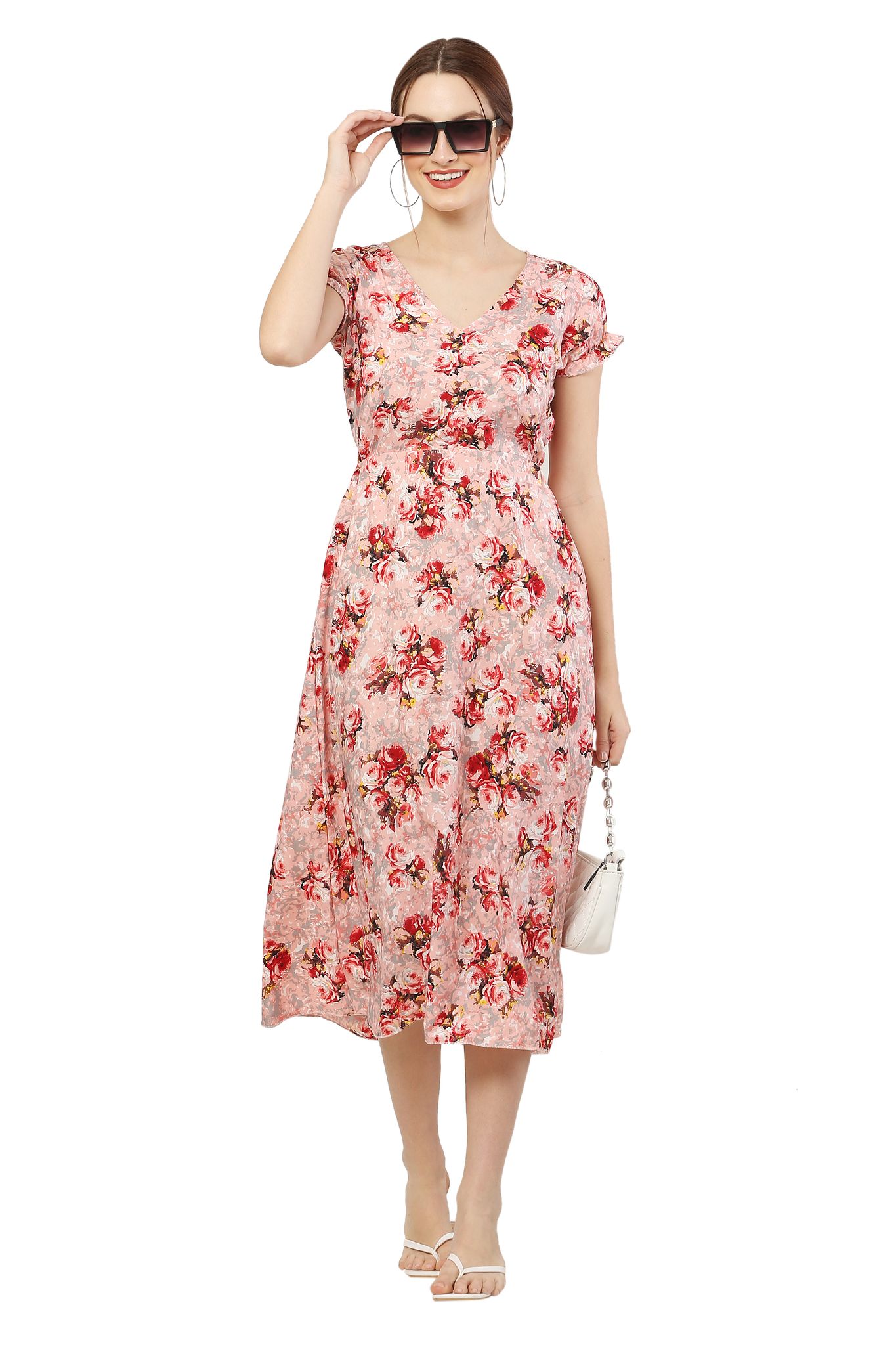 WOMEN_PINK FLOWER_FROCK