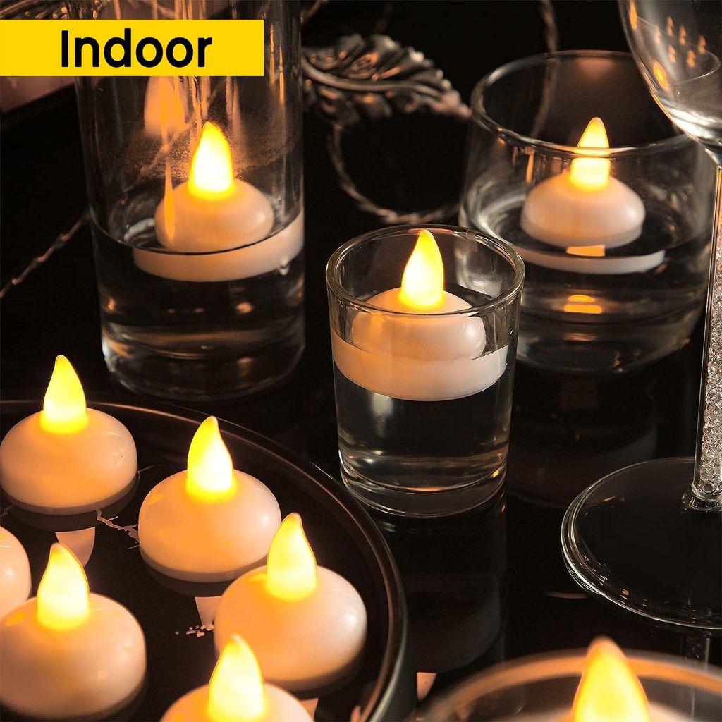 ZURU BUNCH Floating LED Small Candles Water Floating Light Diya LED Light Candle, Bathtub Wedding Decorative Floating Tealight Candles Battery Operated Warm White (Pack of 12)