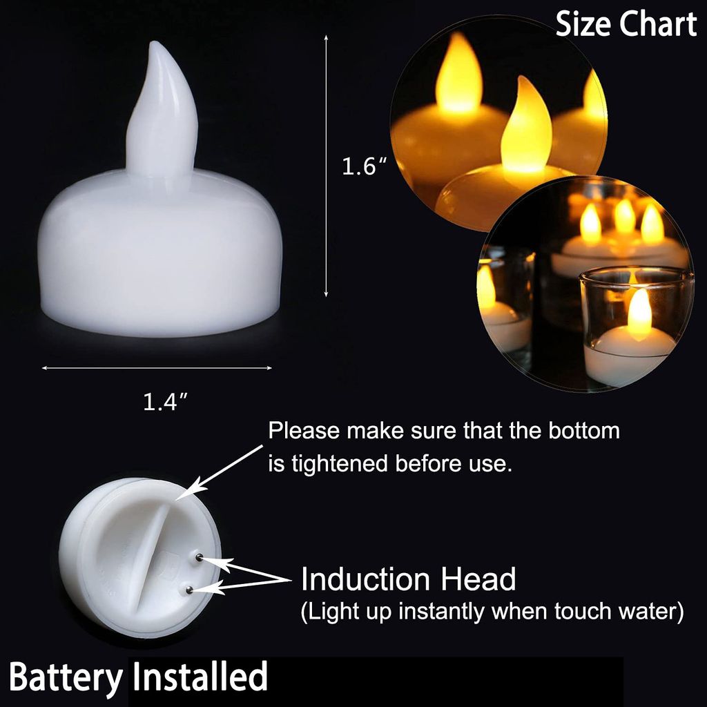 ZURU BUNCH Floating LED Small Candles Water Floating Light Diya LED Light Candle, Bathtub Wedding Decorative Floating Tealight Candles Battery Operated Warm White (Pack of 12)
