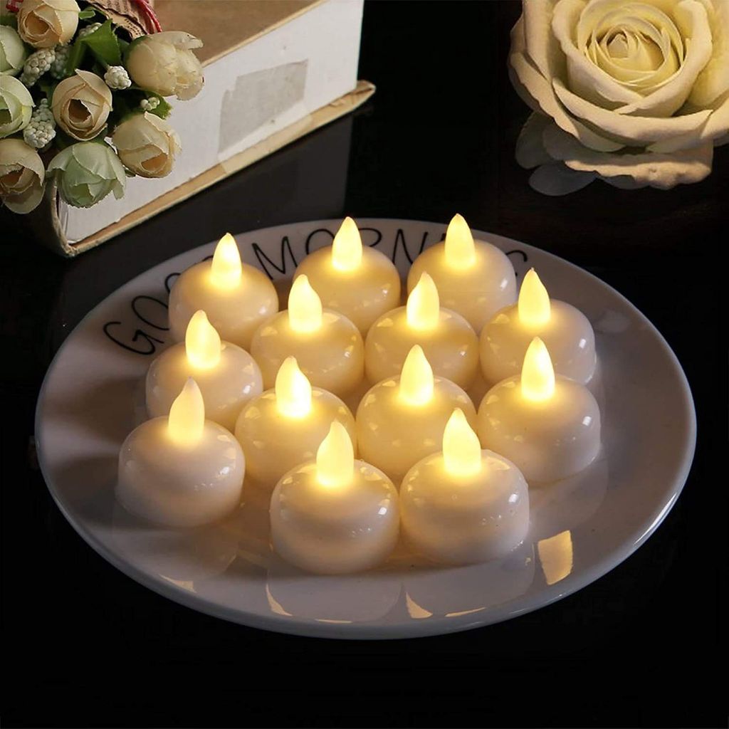ZURU BUNCH Floating LED Small Candles Water Floating Light Diya LED Light Candle, Bathtub Wedding Decorative Floating Tealight Candles Battery Operated Warm White (Pack of 12)