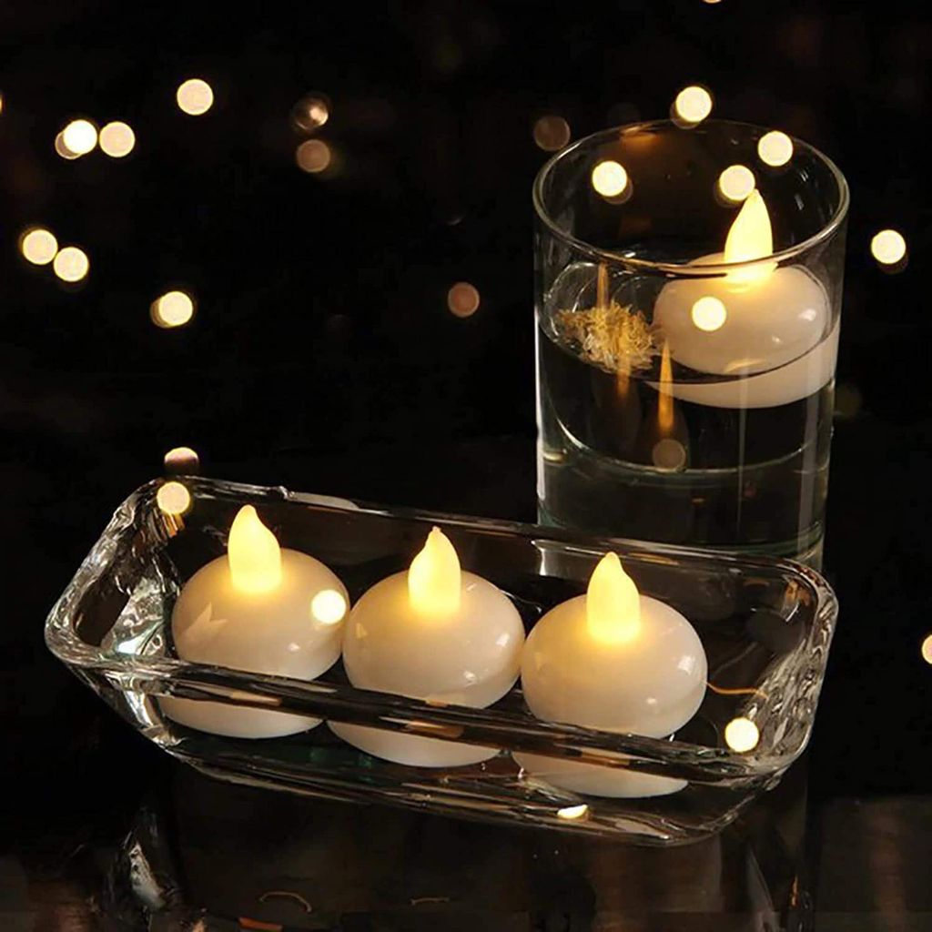 ZURU BUNCH Floating LED Small Candles Water Floating Light Diya LED Light Candle, Bathtub Wedding Decorative Floating Tealight Candles Battery Operated Warm White (Pack of 12)
