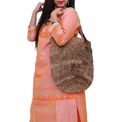 Banana Fiber Round Botto Crochet Bag (1TGAUTLKA03526)