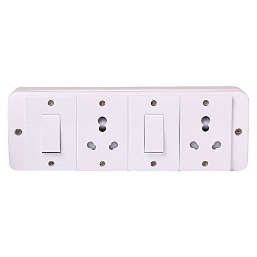 INDRICO Power Strip Extension Multi Outlet Board Fitted with 2 Anchor Sockets and 2 Anchor Switches with 4 m Chord and 15 Ampere Plug