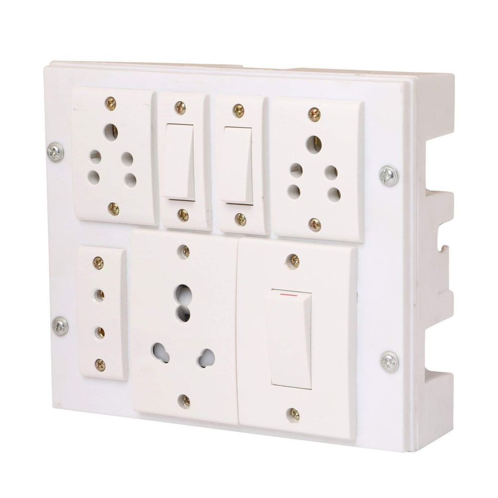 INDRICO Power Strip Extension Multi Outlet Board Fitted with 3 Anchor Sockets,One 2 Pin Socket, and 1 Big 15 Amp Plug
