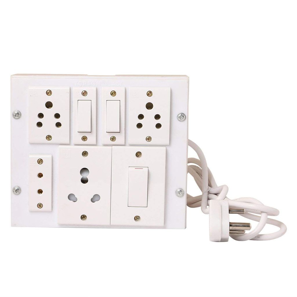 INDRICO Power Strip Extension Multi Outlet Board Fitted with 3 Anchor Sockets,One 2 Pin Socket, and 1 Big 15 Amp Plug