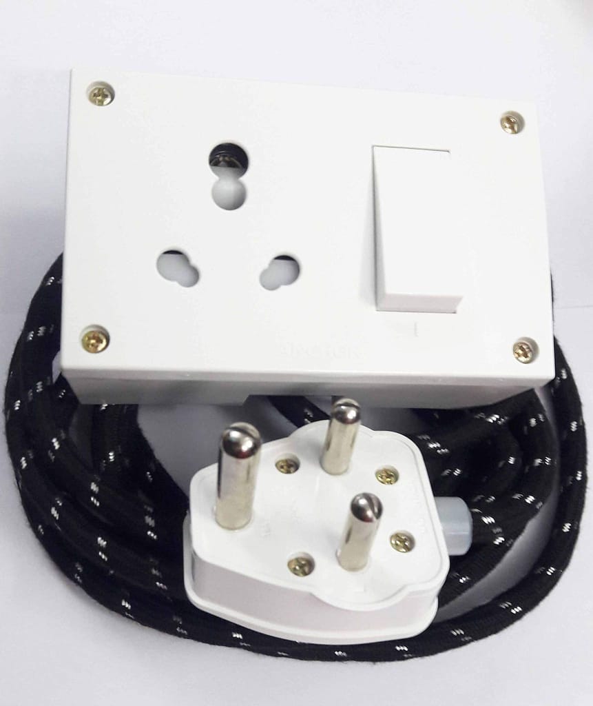 Tia 16 ampere 1 Sockets Power Extension 5 m Cloth Black Cord, Anchor Socket and Plug