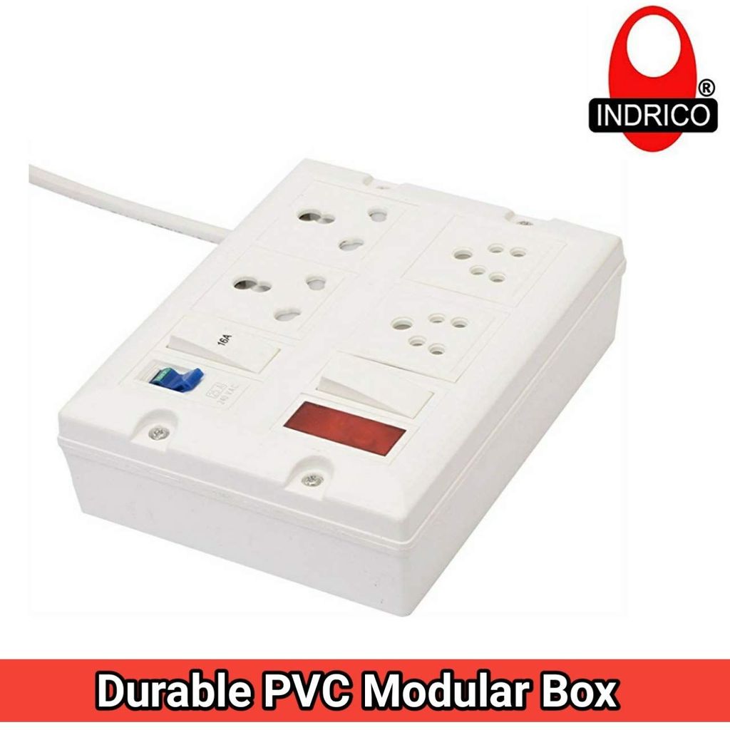 INDRICO? Heavy Duty Polycarbonate Power Strip Extension Box (White) with 8M Heavy Wire