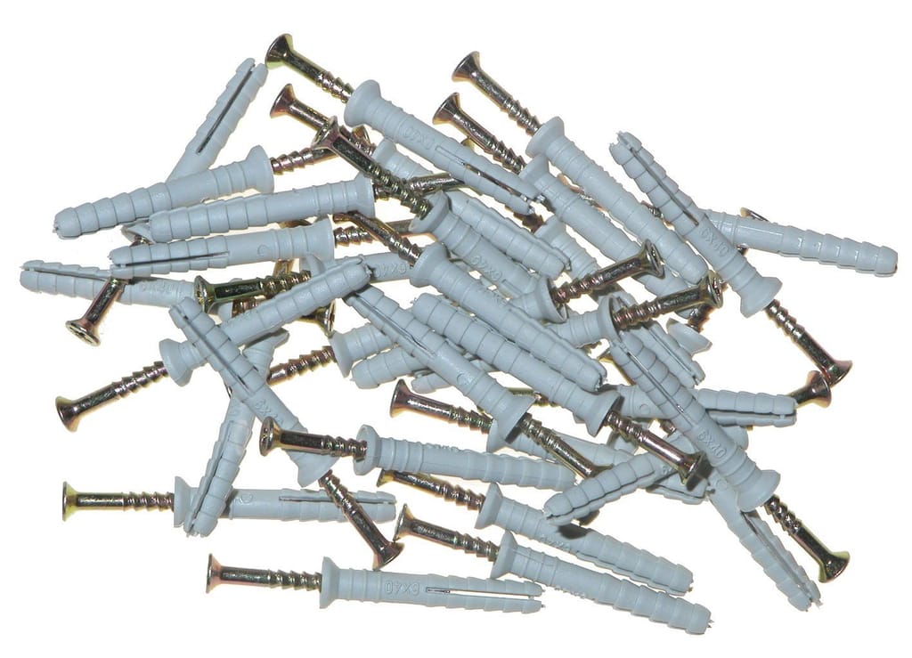 UniqueHw Nylon Plugs, 6x40 Screws - Pack of 40 Pieces