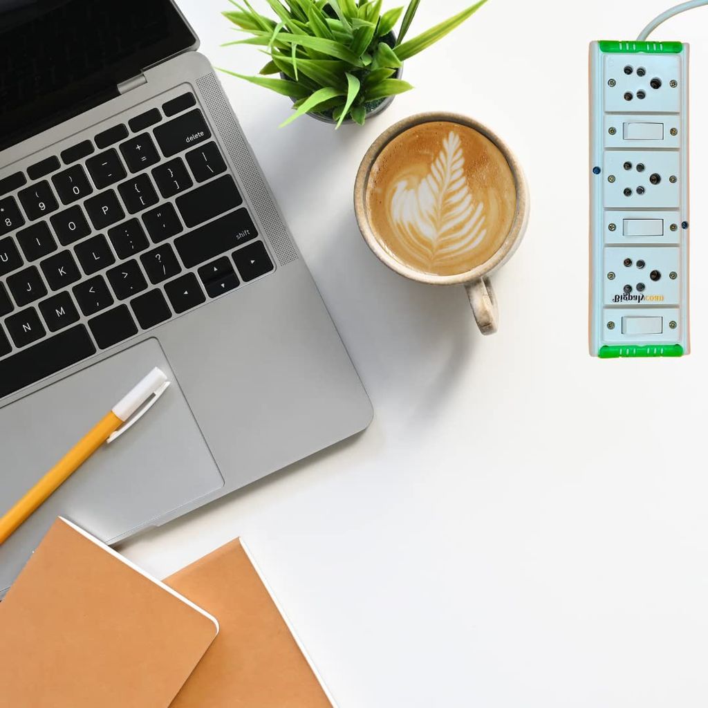 Bigpalycoan 3 Way Electric Extension Board with Individual Switch Heavy Duty 2 metre Cord (Max. Rating 1200W- 230V) PVC Green-White