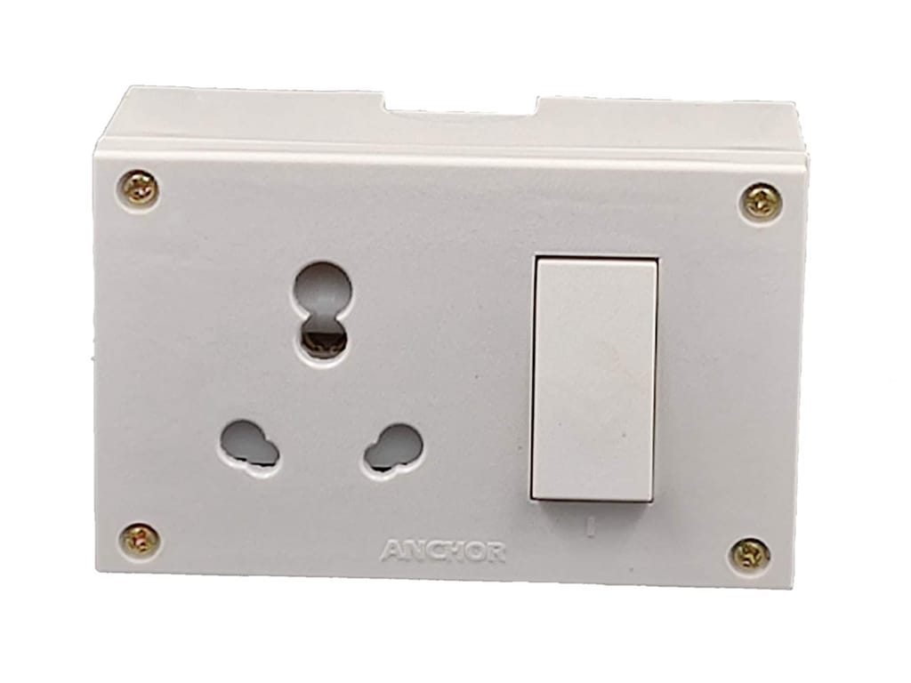 INDRICO? 20A Power Extension Board with 2 Meter Heavy Duty Wire for Microwave, Induction Cooker, Fridge, Washing Machine, 1 Ton A.C, Anchor Switch & Socket & Plug (White)