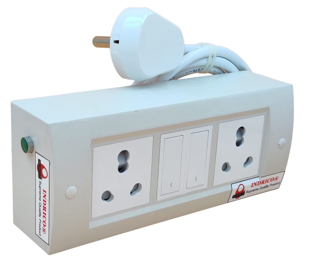 INDRICO 16 Amp Electric Extension Board for Heavy Duty with Individual Switches PVC White Pack of 1