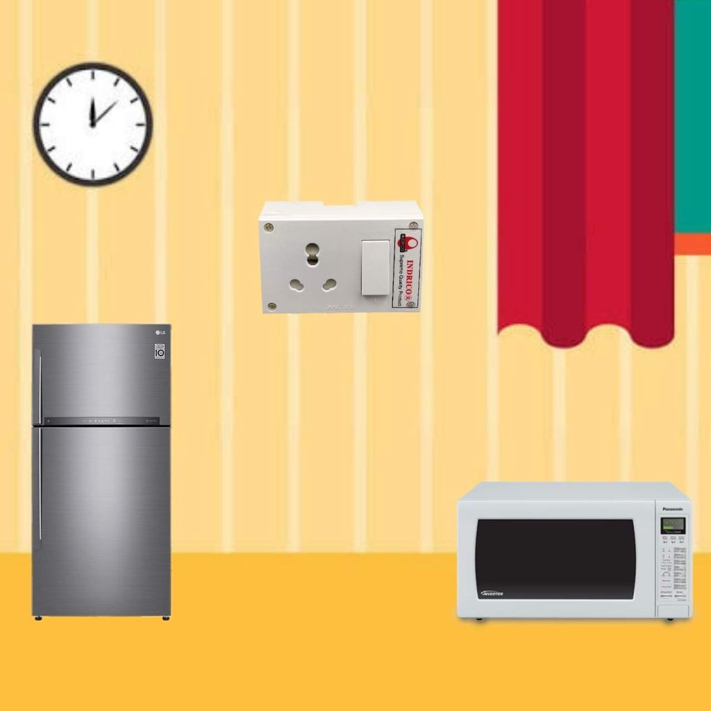 INDRICO? 16 amps Extension Boards 3 Pins max. Load 1500 watts with Cloth Binding Wire White