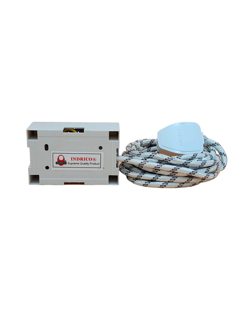 INDRICO? 16 amps Extension Boards 3 Pins max. Load 1500 watts with Cloth Binding Wire White