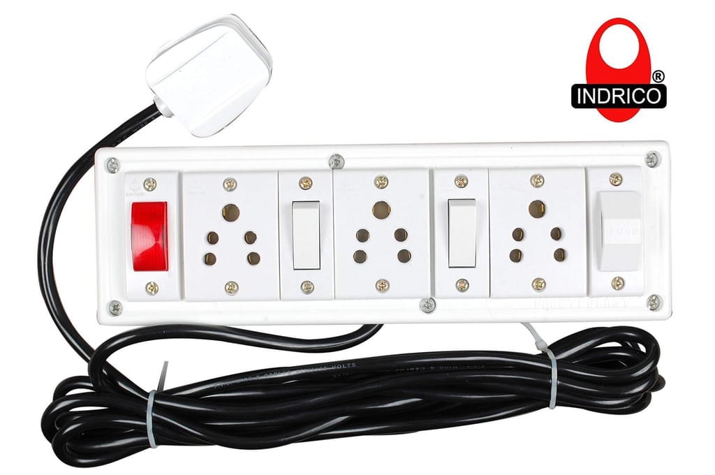 INDRICO? Extension Board (3+2) with Fuse and Power Light 4 Meter Cord