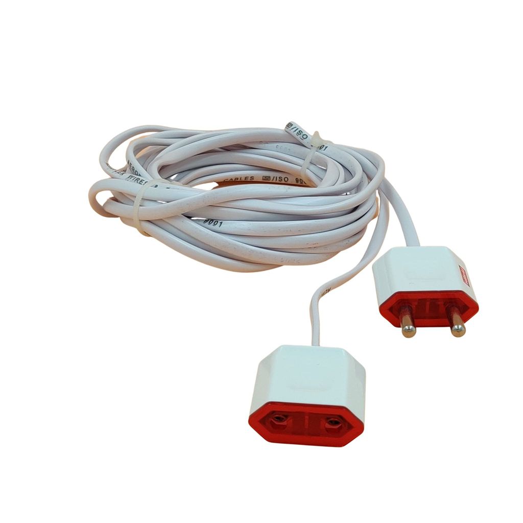 INDRICO 2 Pin Male Female Socket Flexible Flat Cable Wire Extension Cord for Multi-Purpose Use Home Wall D?cor, Diwali Christmas Decoration White-Red/Black/Grey PVC