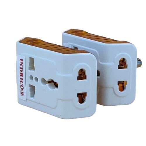 INDRICO 3 Pin Travel Universal Multi Plug International Adapter PVC White