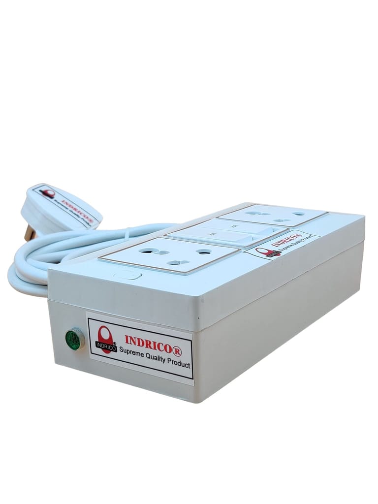 INDRICO Electric Extension Switch Board - 16A/20A + 16A/20A with Individual Switches and Heavy Duty (Rating 2000W) PVC (White)