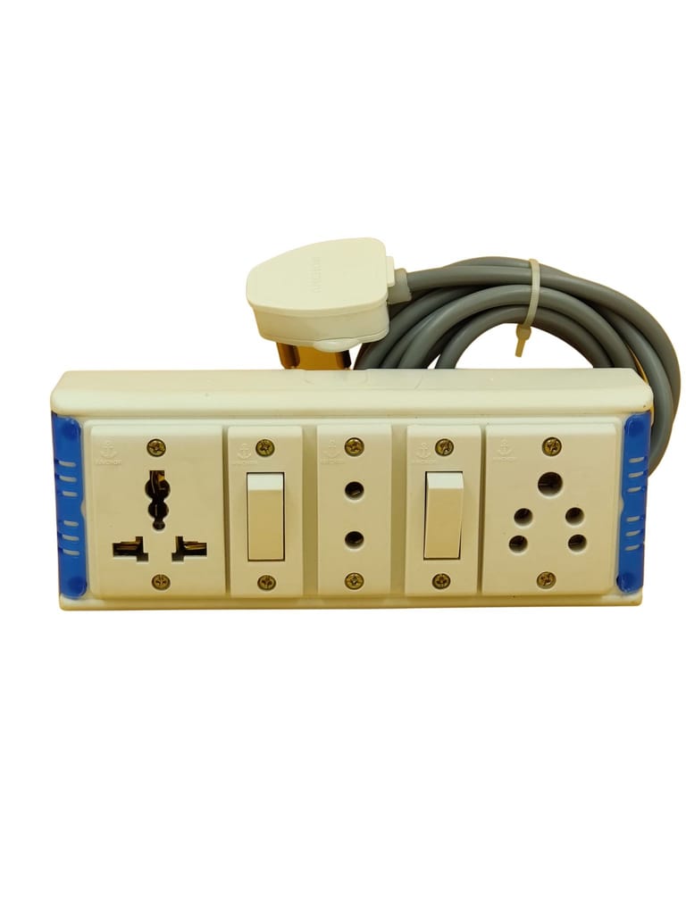 INDRICO PVC 1200W 3 Way Extension Board with Switch and Long Wire (Pack of 1, White)