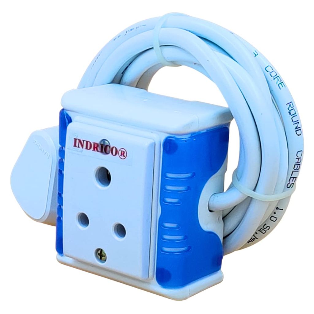 INDRICO PVC 1200W 1 Way Extension Board with Sockets and Long Wire (Pack of 1, White)