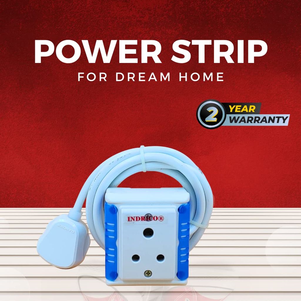 INDRICO PVC 1200W 1 Way Extension Board with Sockets and Long Wire (Pack of 1, White)