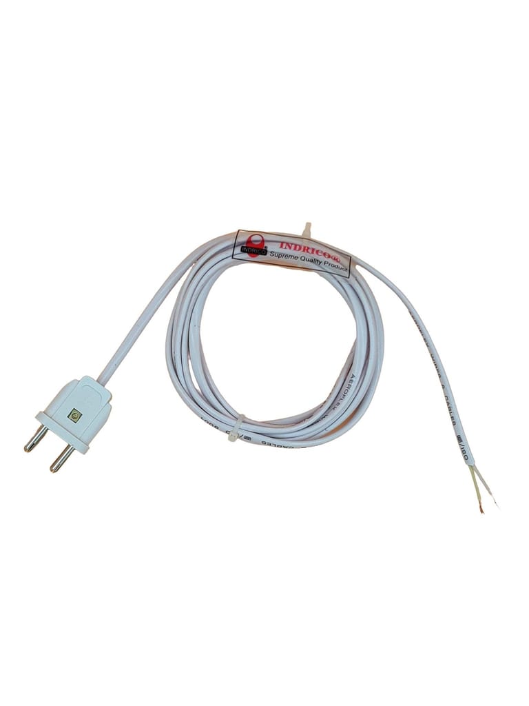 INDRICO 2 Pins Electrical Extension Wire Power AC Cord for Small Electric Appliances PVC White or Black Pack of 1