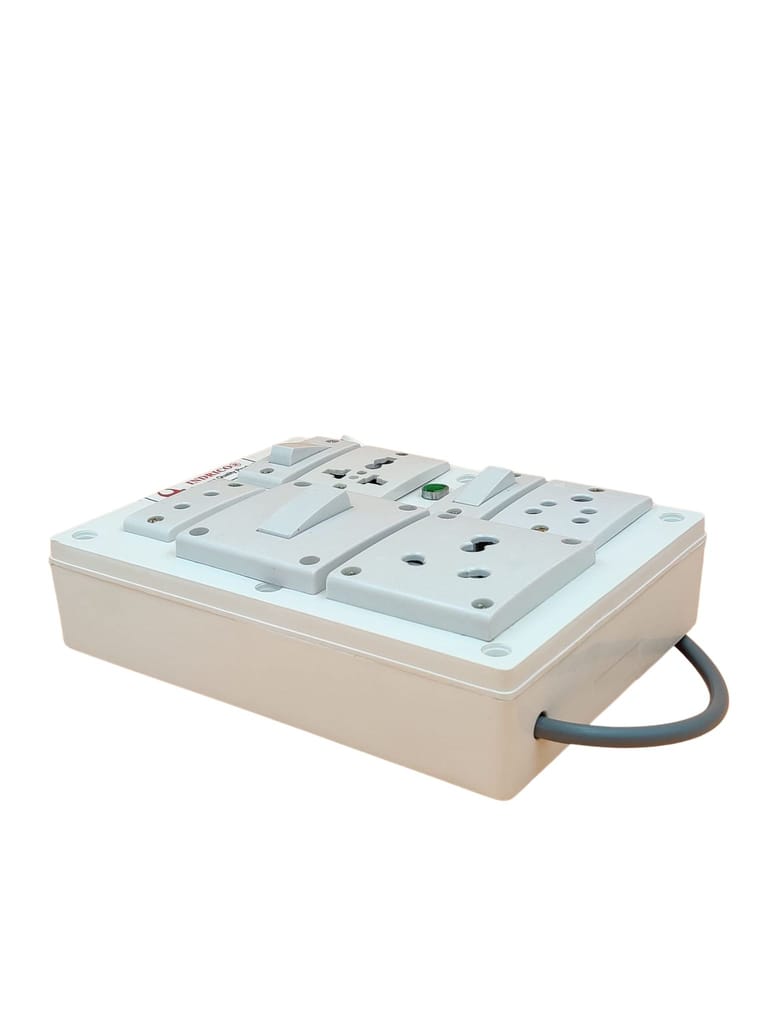 INDRICO PVC 2000W 4 Way Extension Board with Individual Switch (Pack of 1, White)