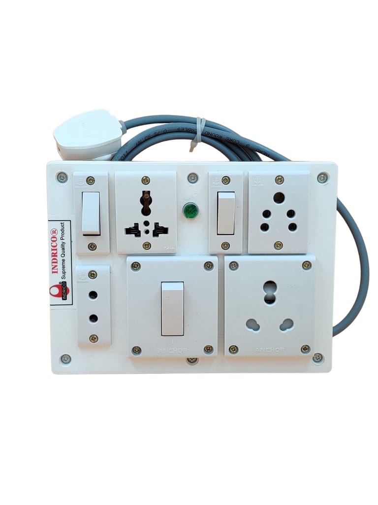 INDRICO PVC 2000W 4 Way Extension Board with Individual Switch (Pack of 1, White)