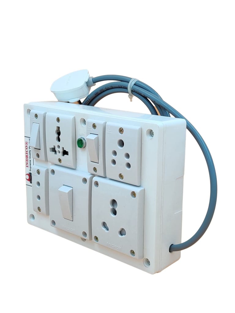 INDRICO PVC 2000W 4 Way Extension Board with Individual Switch (Pack of 1, White)