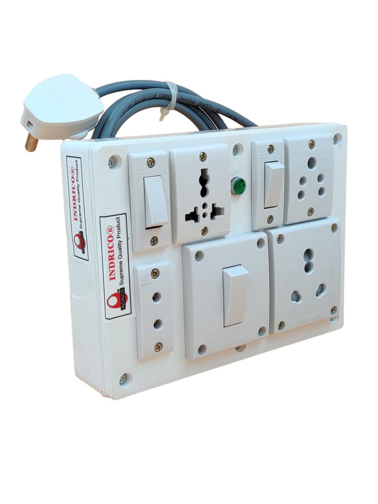 INDRICO PVC 2000W 4 Way Extension Board with Individual Switch (Pack of 1, White)