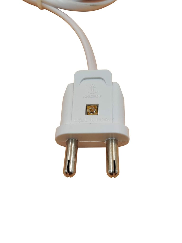 INDRICO 2 Pin Male Female Socket Flexible Flat Cable Wire Extension Cord for Multi-Purpose Use Home Wall D?cor, Diwali Christmas Decoration White/Black/Grey PVC