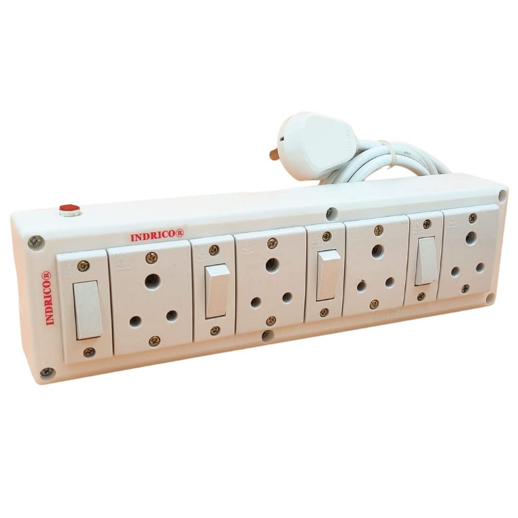 INDRICO? 3 Pins Multi Outlet Extension Boards with Individual Switch White